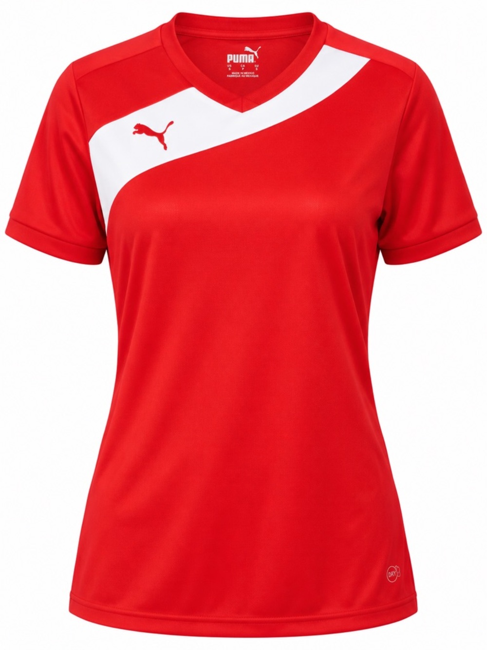Puma Red and White Women's Short-Sleeve V-Neck Jersey
